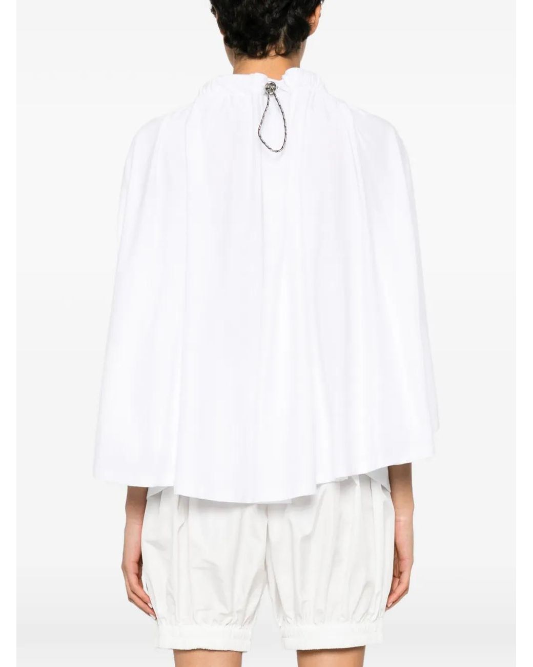 Coperni White Flowing Draped Sleeves Cape Top