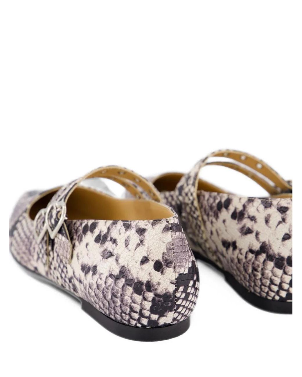 Toral Shoes White Coeur Snake-Print Flat Pumps