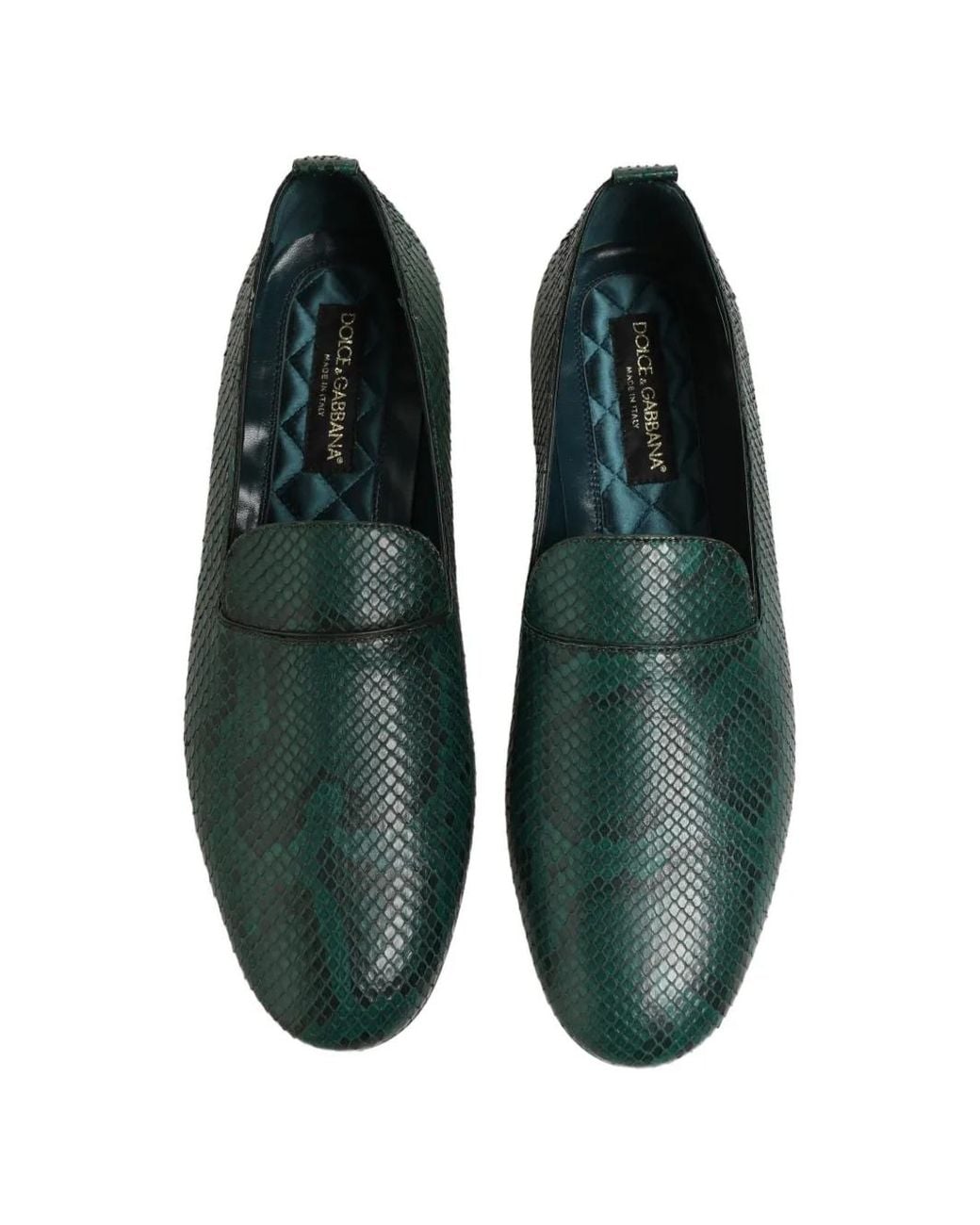 Dolce & Gabbana Green Snakeskin-Effect Loafers for men