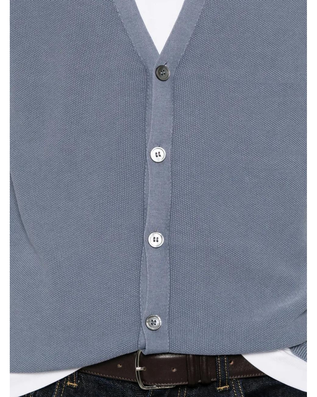 Gran Sasso Blue V-Neck Button-Up Vest for men