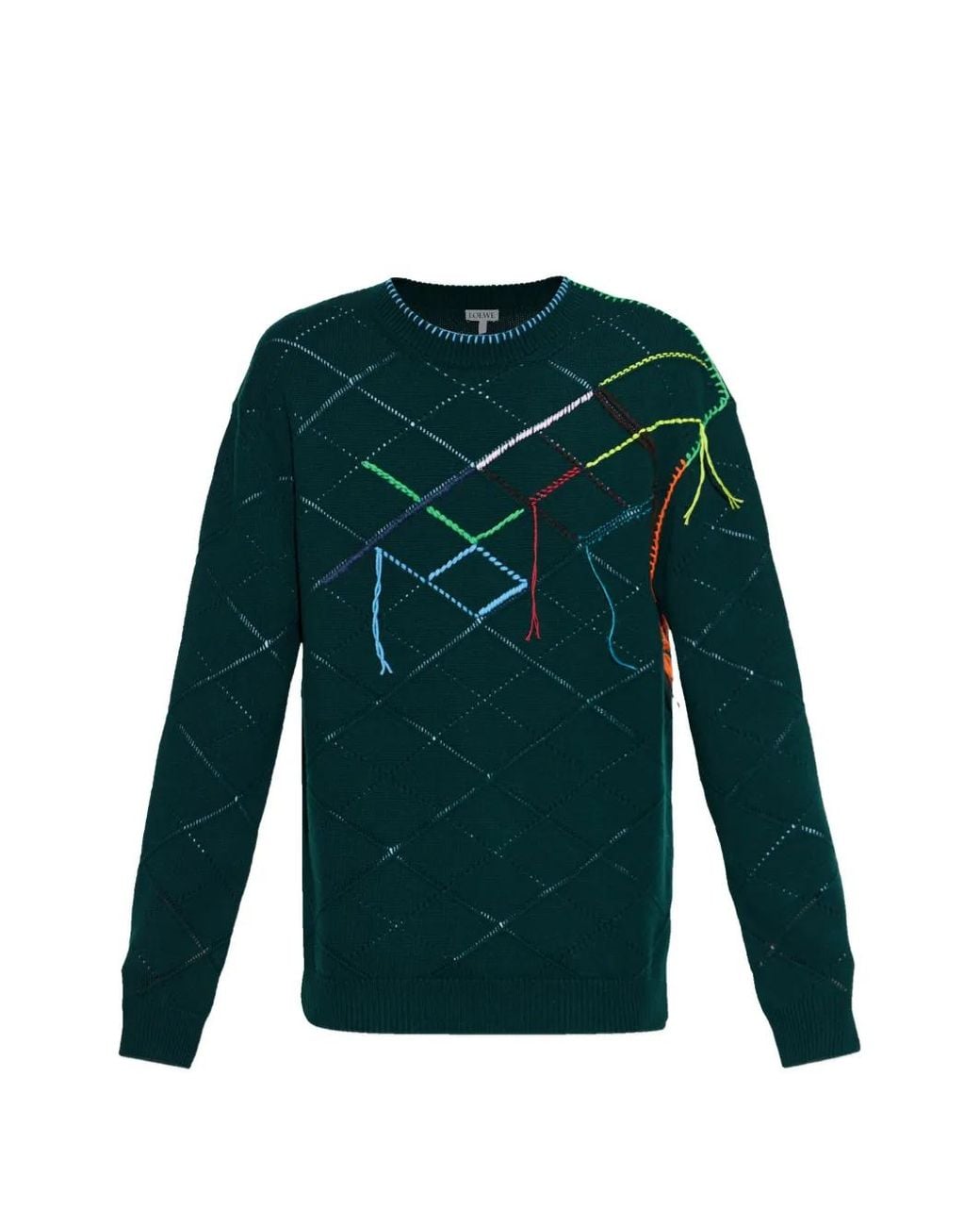 Loewe Green Multicolour Intarsia Sweater for men