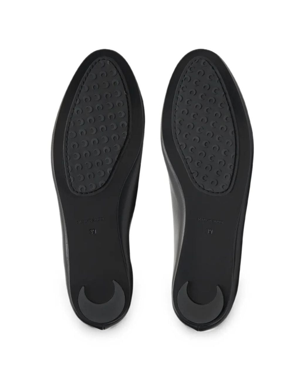 MARINE SERRE Black Smooth Leather Ms Ball Classic Ballerina Flats