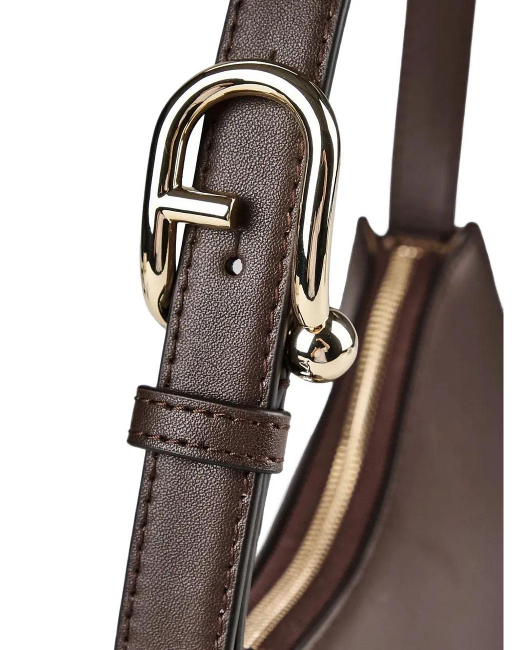 Furla Brown Suede-Panel Shoulder Bag