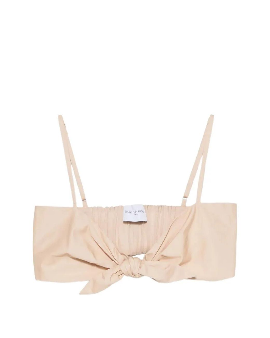 Isabelle Blanche Natural Knot-Detail Spaghetti-Strap Top