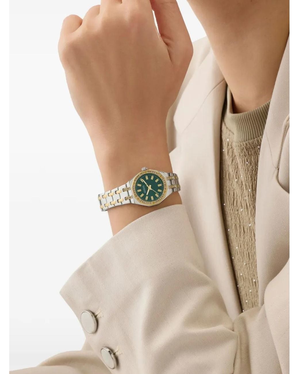 Guess Green 2-Tone Analog Watch