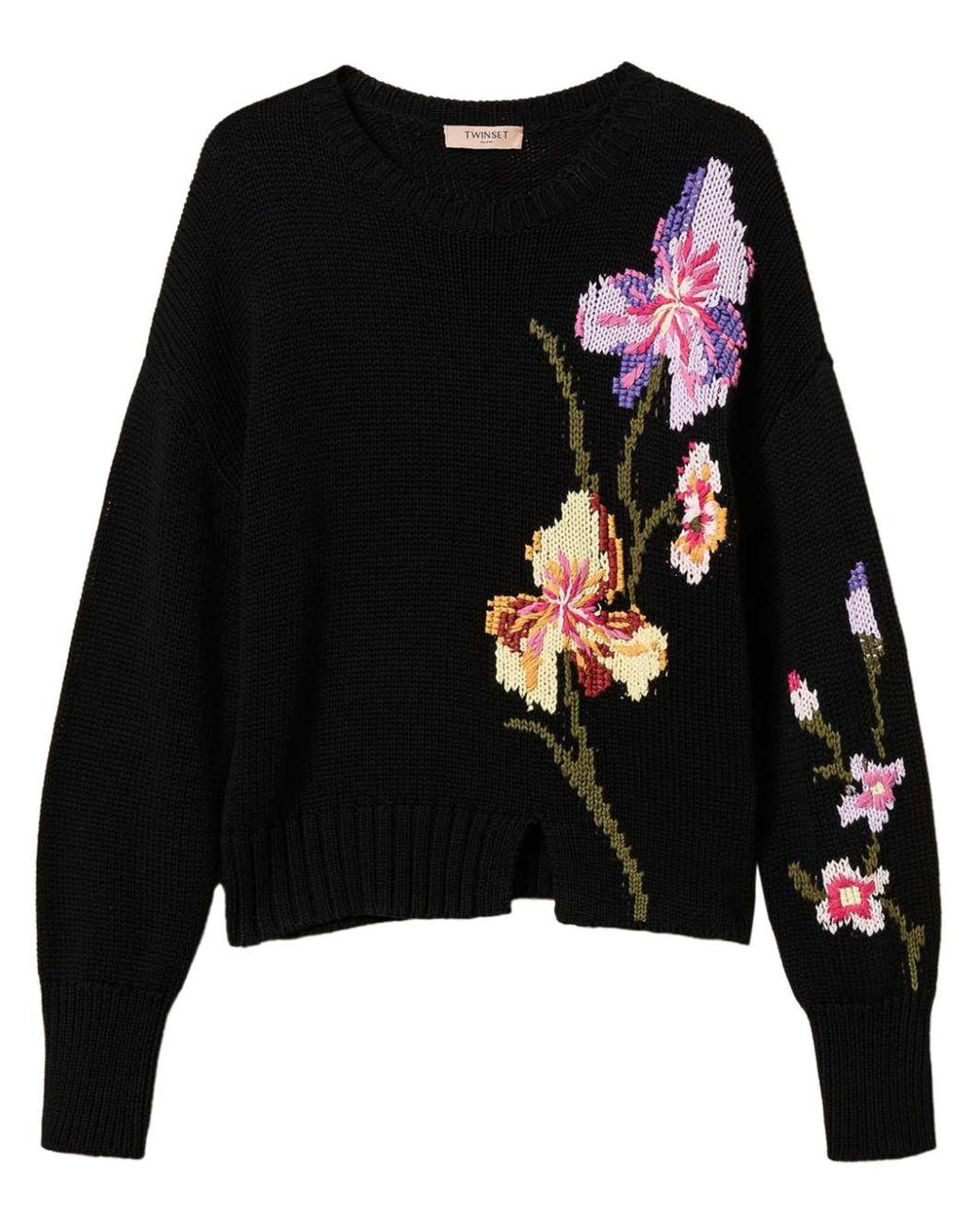 Twin Set Floral Embroidered Sweater in Black Lyst UK