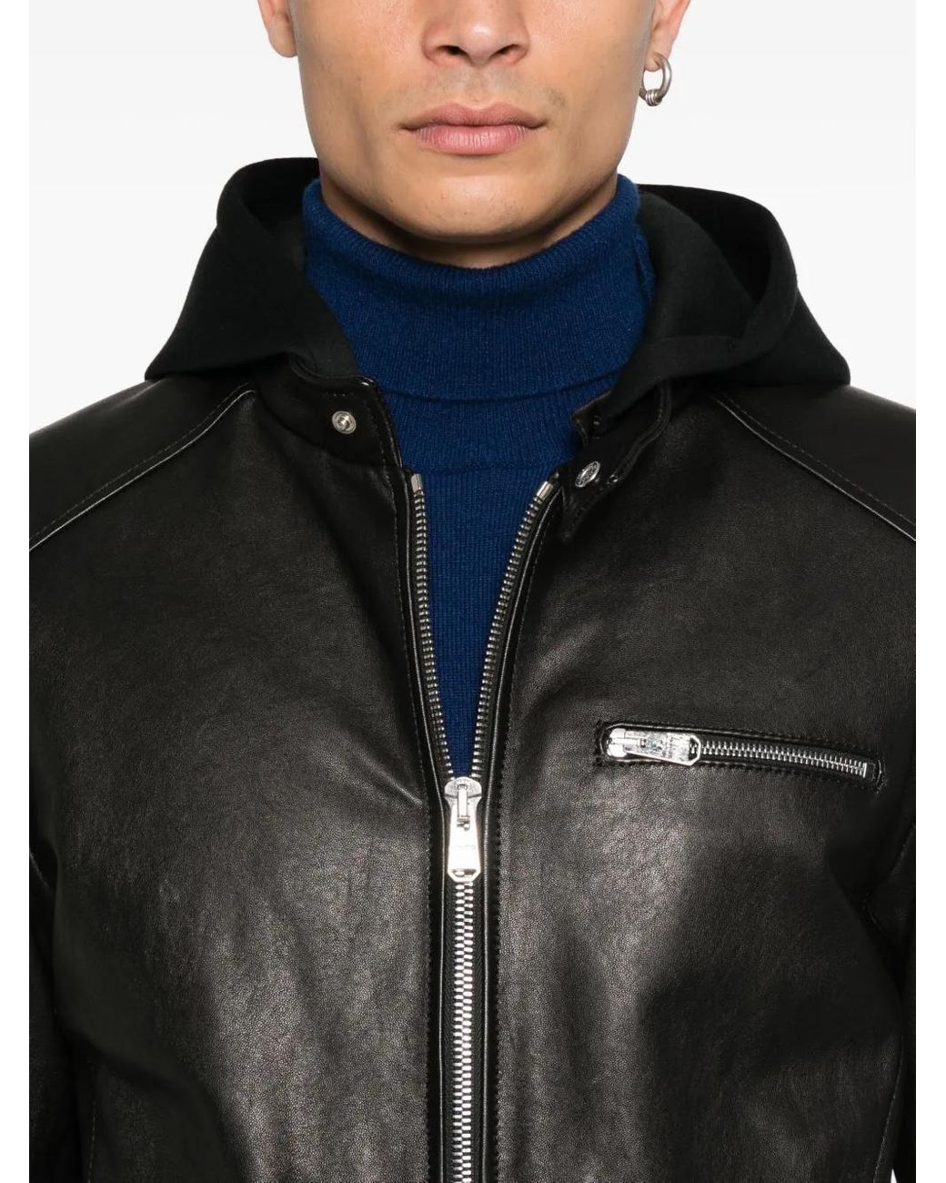 Chaqueta De Piel Con Capucha Dondup de hombre de color Black