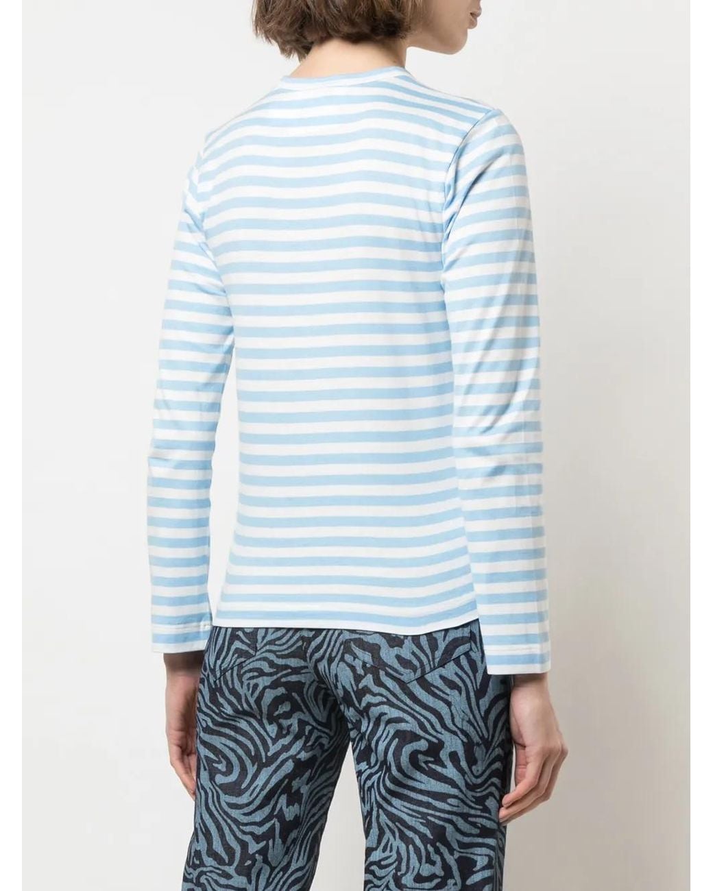 COMME DES GARÇONS PLAY Blue Striped Long Sleeve Top