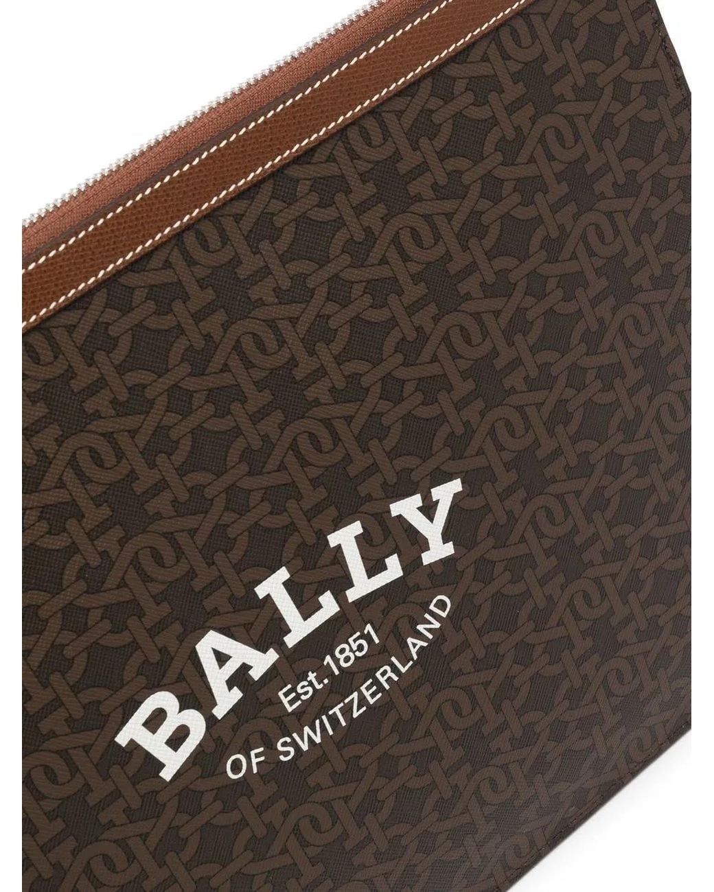 Bally Brown Bollis Logo-Print Clutch Bag for men