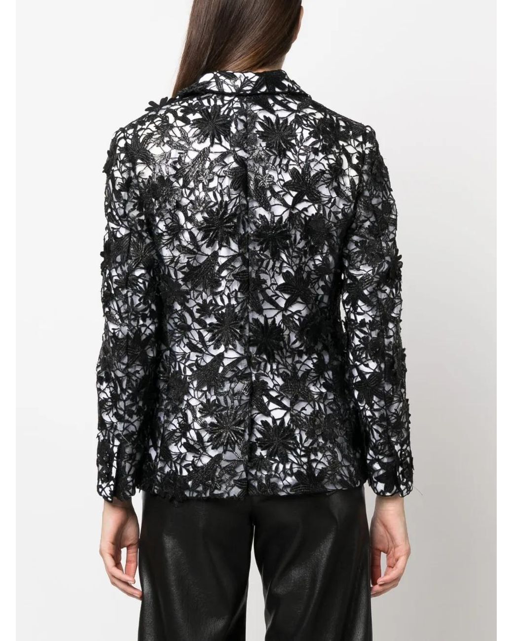 Comme des Garçons Black Floral-Lace Single-Breasted Blazer