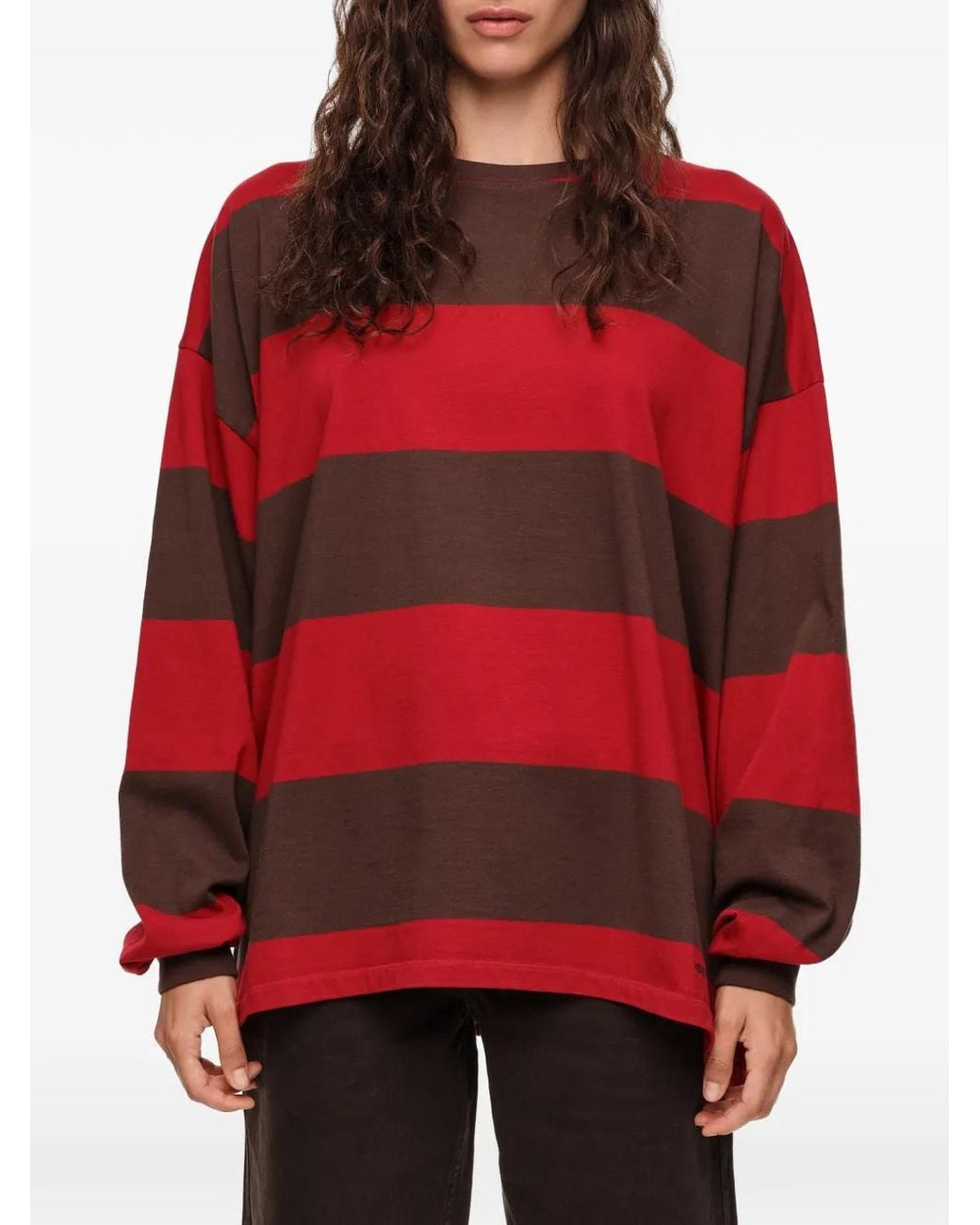 Bimba Y Lola Red Oversize Striped T-Shirt
