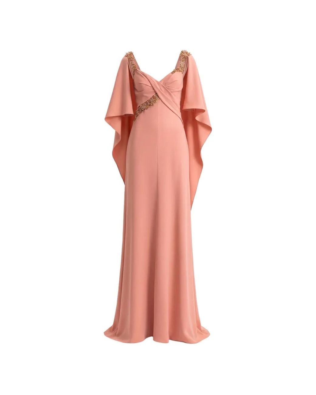 Gemy Maalouf Red Beaded-Straps Maxi Dress