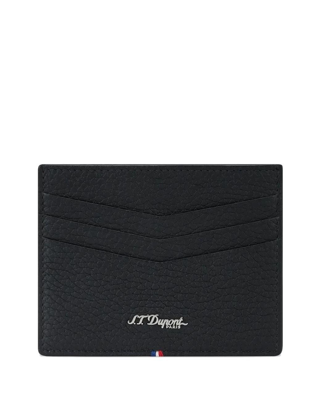 S T Dupont Black Textured Card Holder for men
