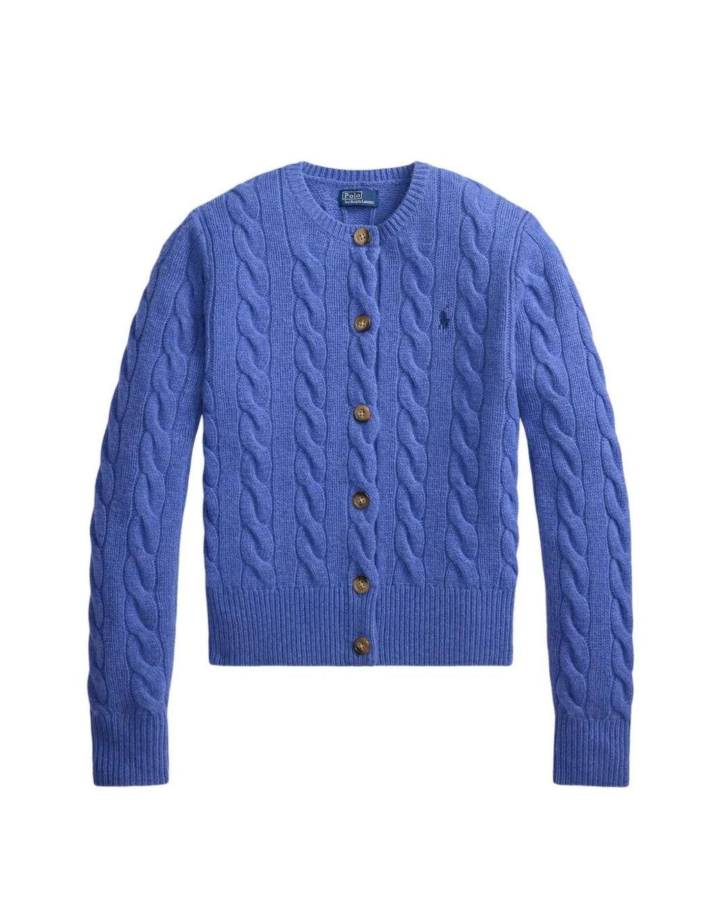 Polo Ralph Lauren Blue Pony Cable-Knit Cardigan