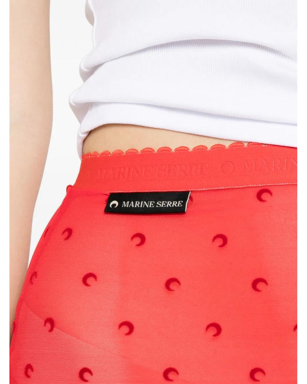 MARINE SERRE Red Moon Plumetis Mesh Skirt