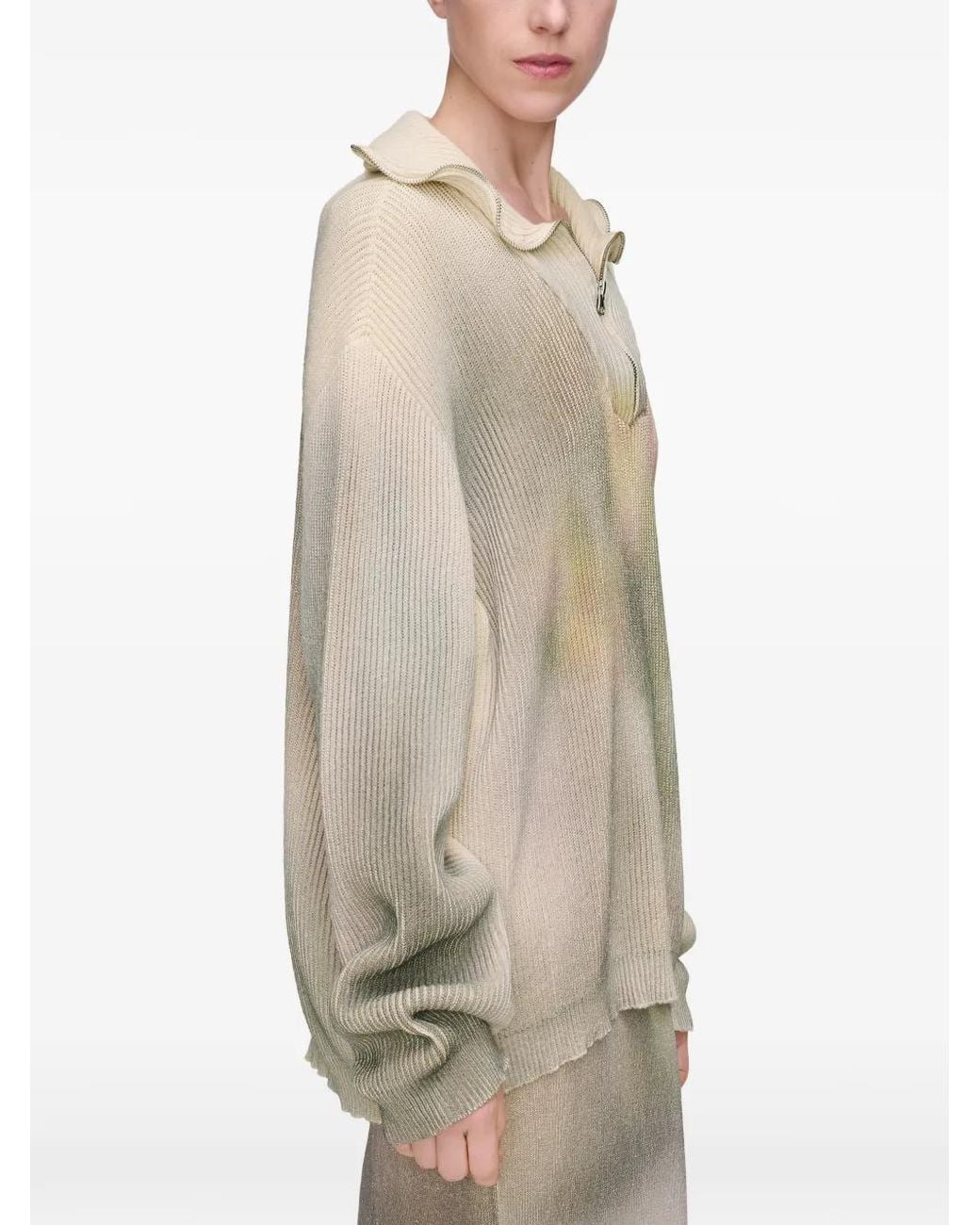 Maison Margiela Natural Zip Knit Pullover