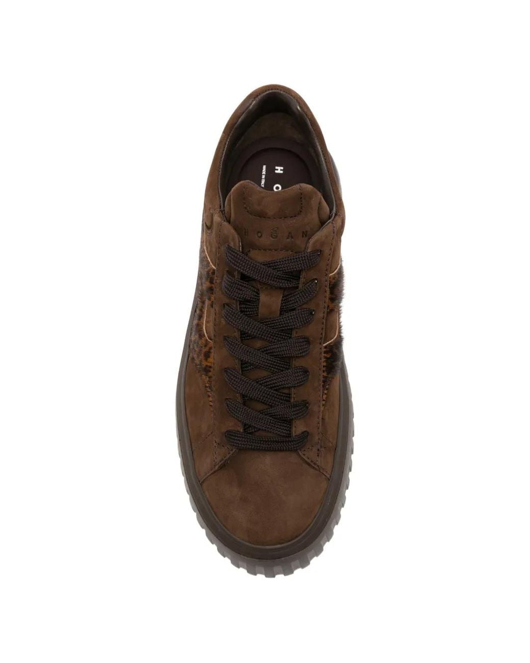 Hogan Brown Leopard-Print Suede Sneakers