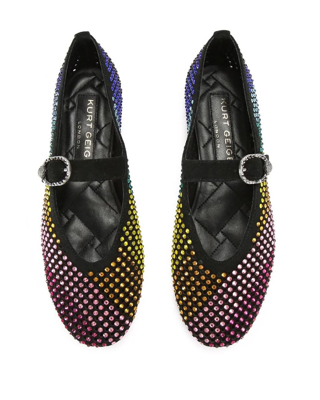 Kurt Geiger Black Ballerinas With Shimmering "Mayfair" Crystals