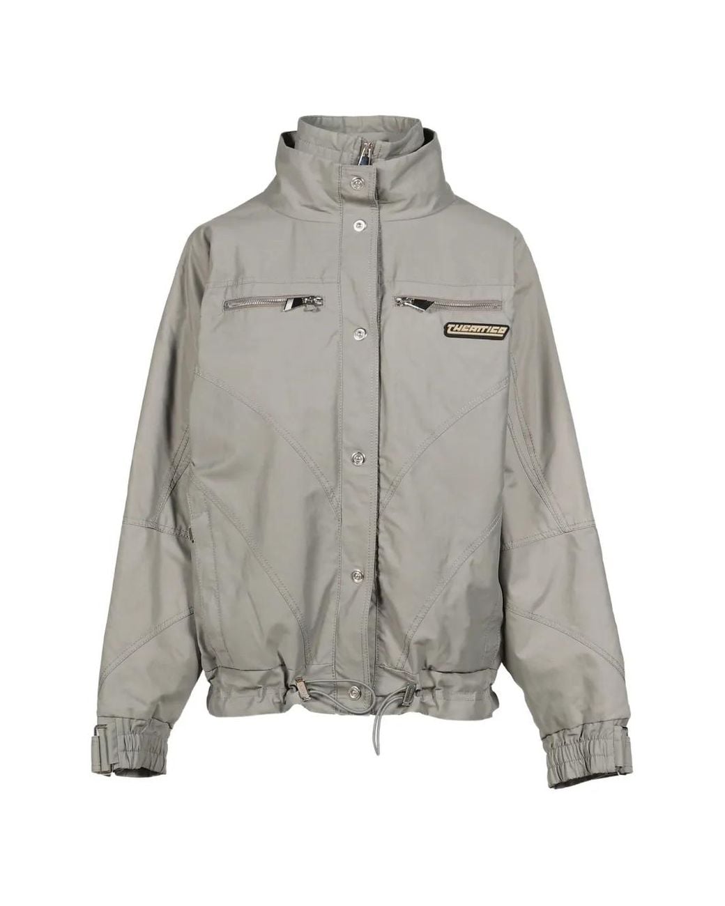 The Attico Gray Logo-Patch Drawstring Bomber Jacket