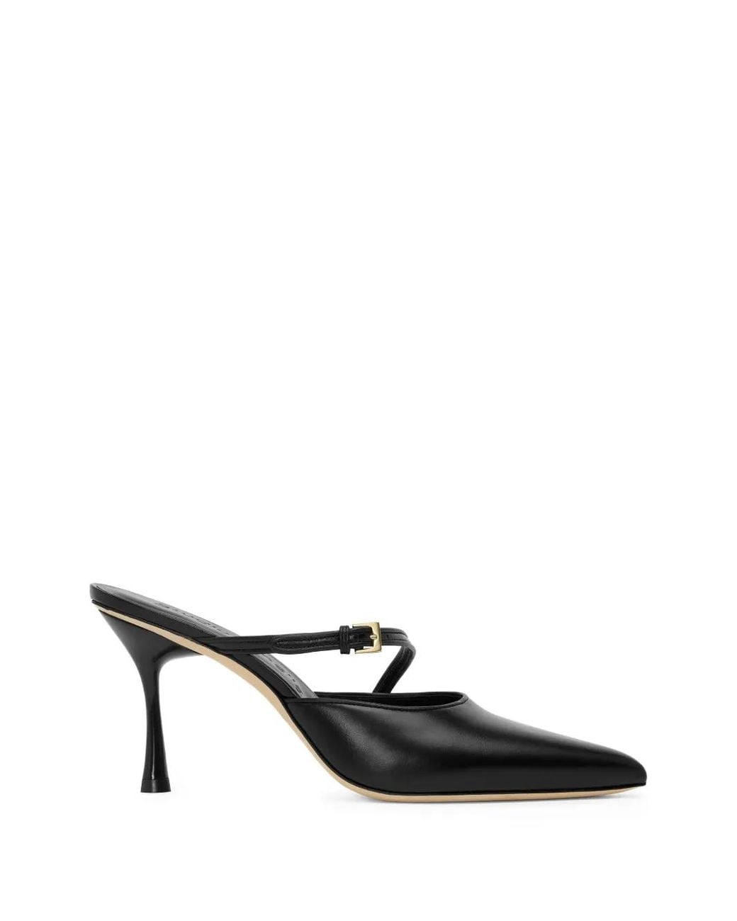 STUDIO AMELIA Black Alto Buckle-Strap Mules