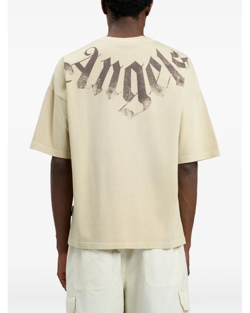 Palm Angels White Big Neck Logo Loose T-Shirt for men