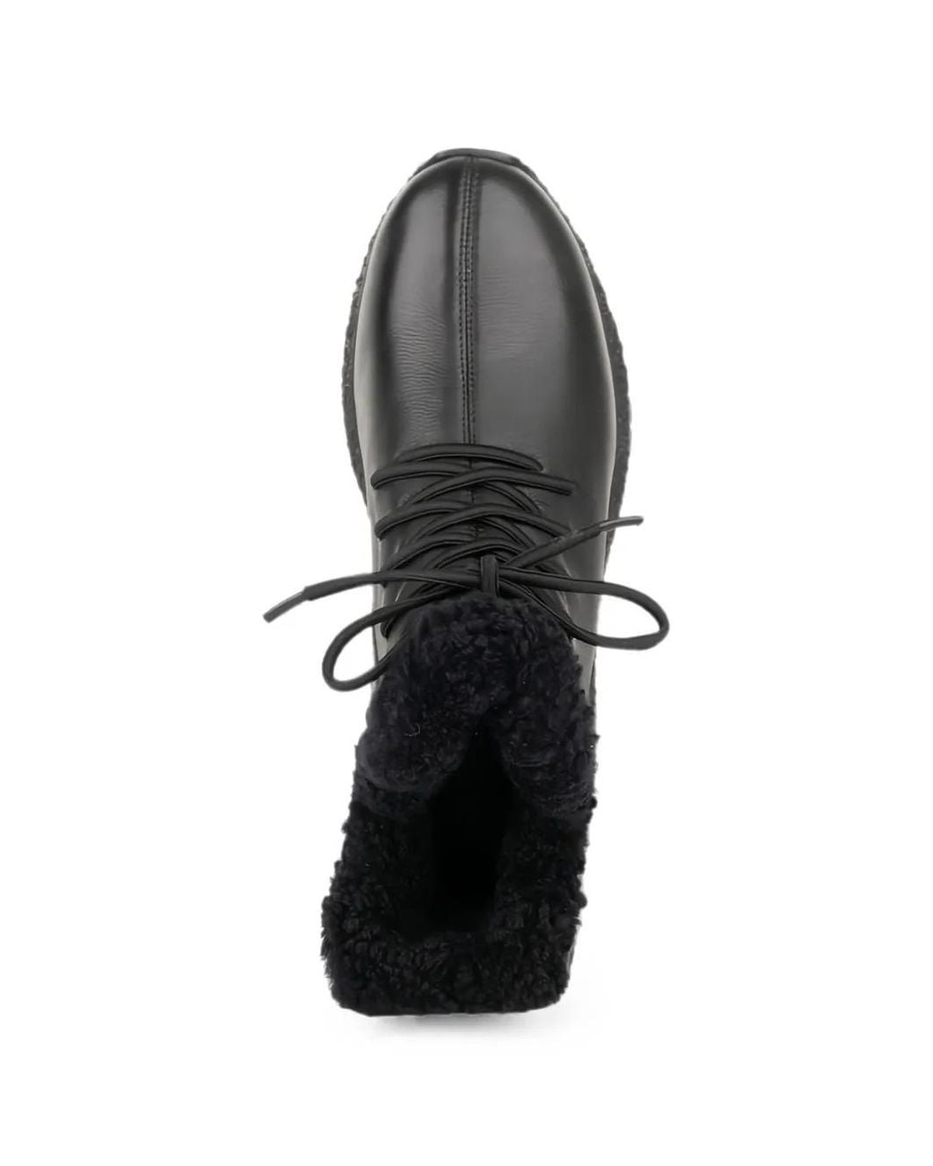 Linda Baumann Black Shearling-Trim Lace-Up Sneakers