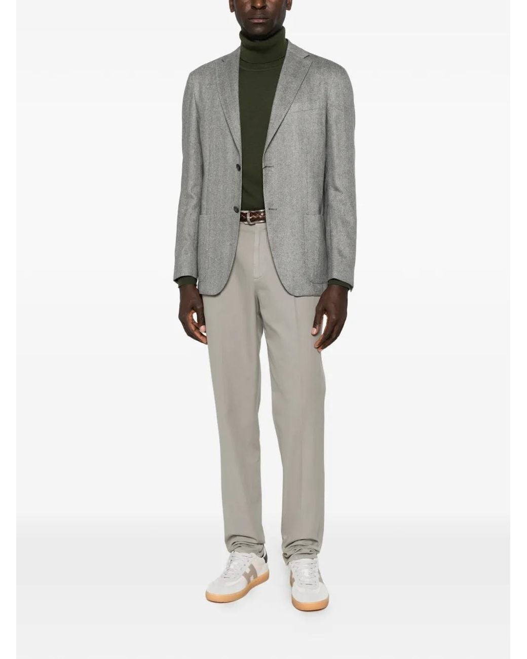 Corneliani Gray Whisper Herringbone Blazer for men