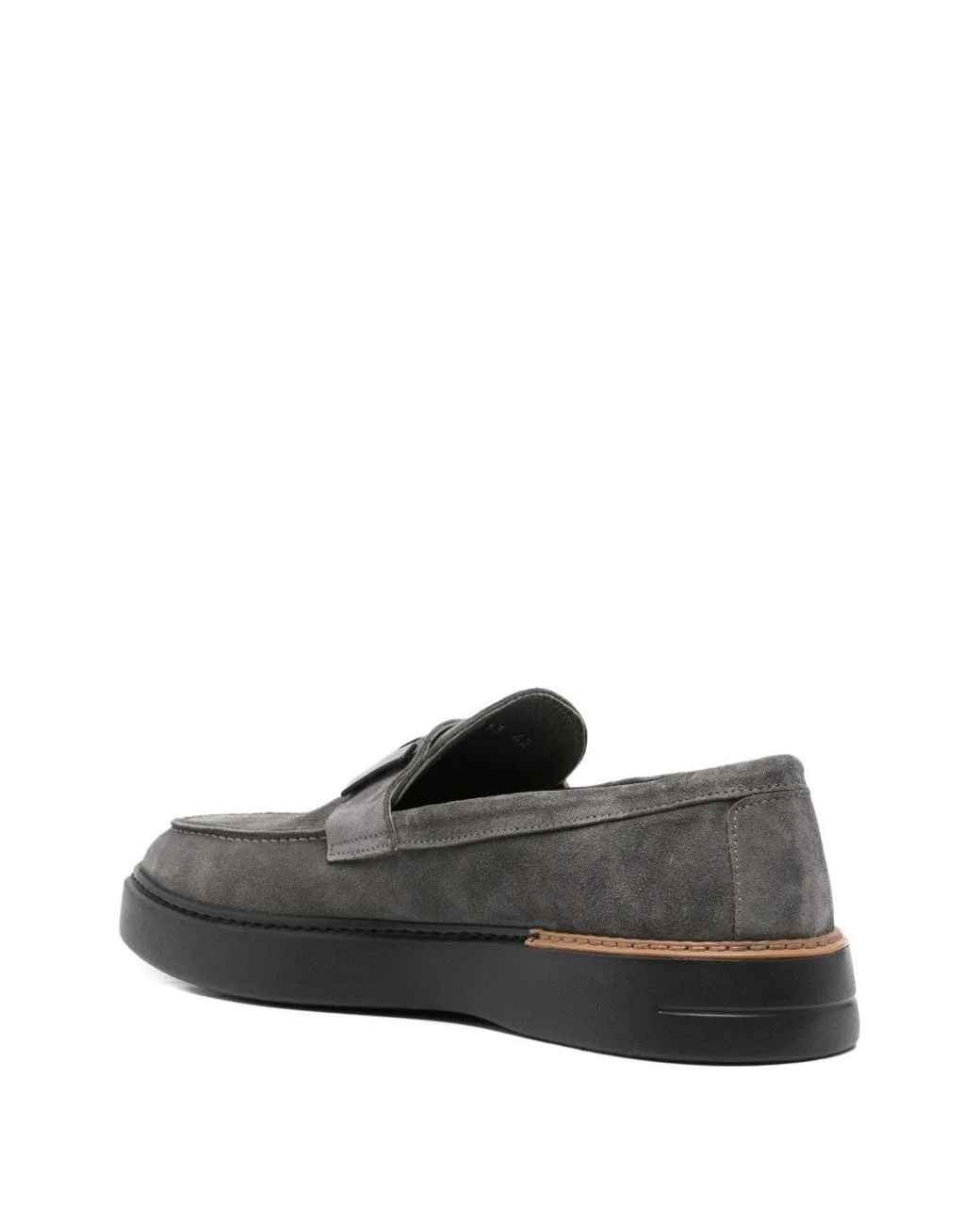 JOHN HARRISON Gray Logo-Plaque Suede Loafers for men