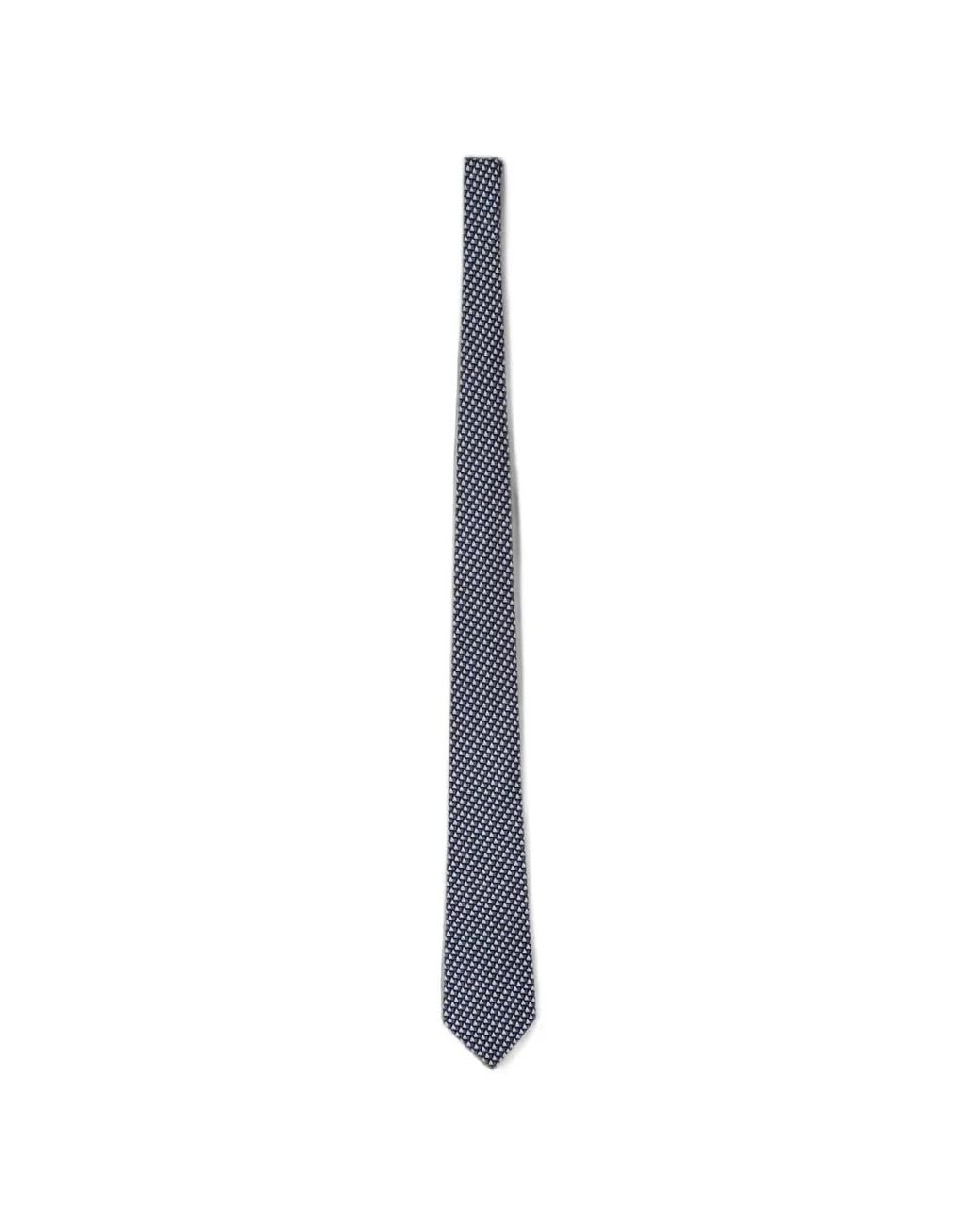Zegna White Geometric-Print Silk Tie for men