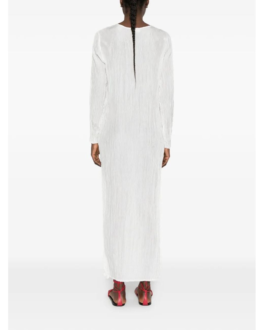 P.A.R.O.S.H. White Long-Sleeved Midi Dress