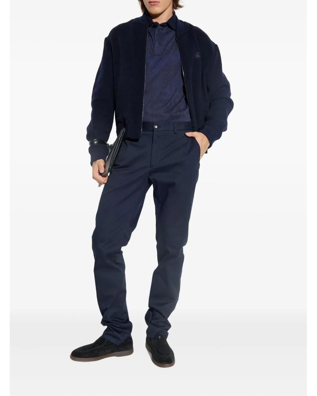 Etro Blue Patterned Polo for men