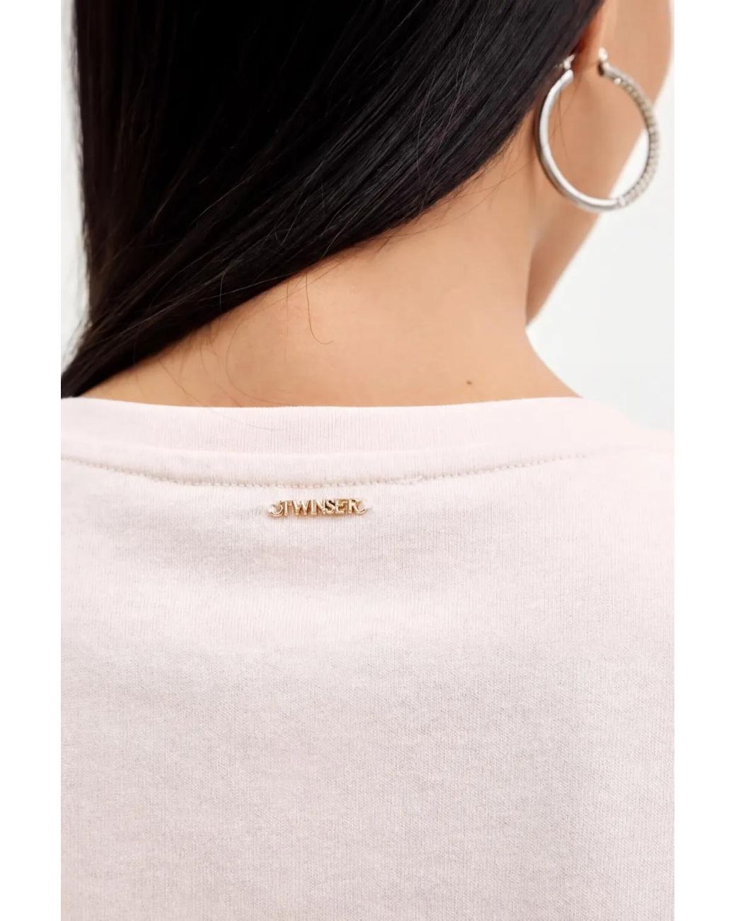 Twinset White Lace-Trim T-Shirt