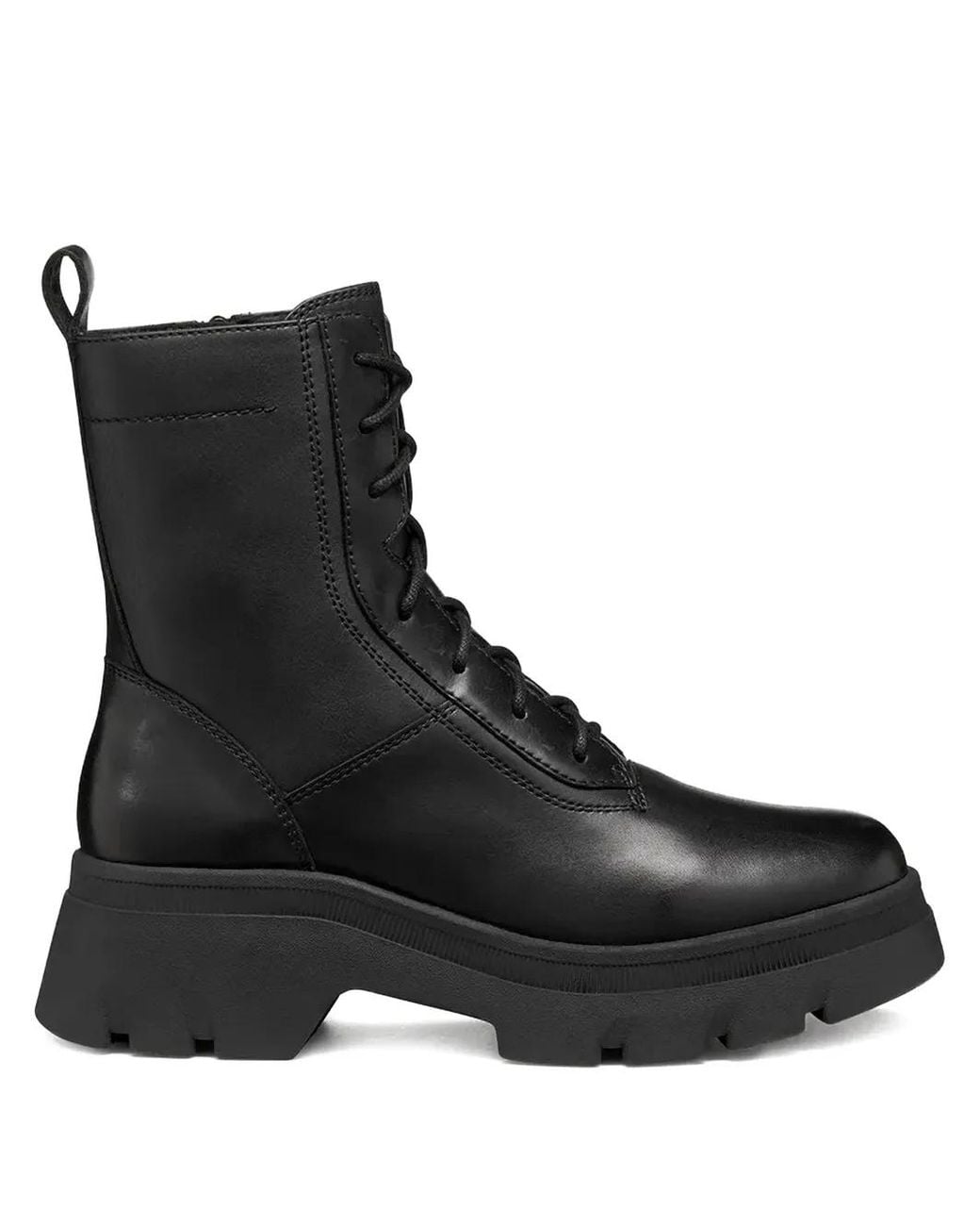 Geox Black Lace-Up Leather Boots