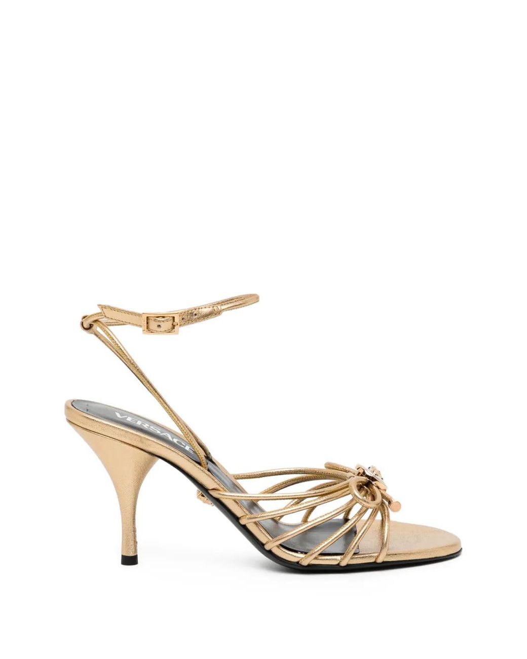 Versace Opera Bow Metallic Sandals 85 Mm