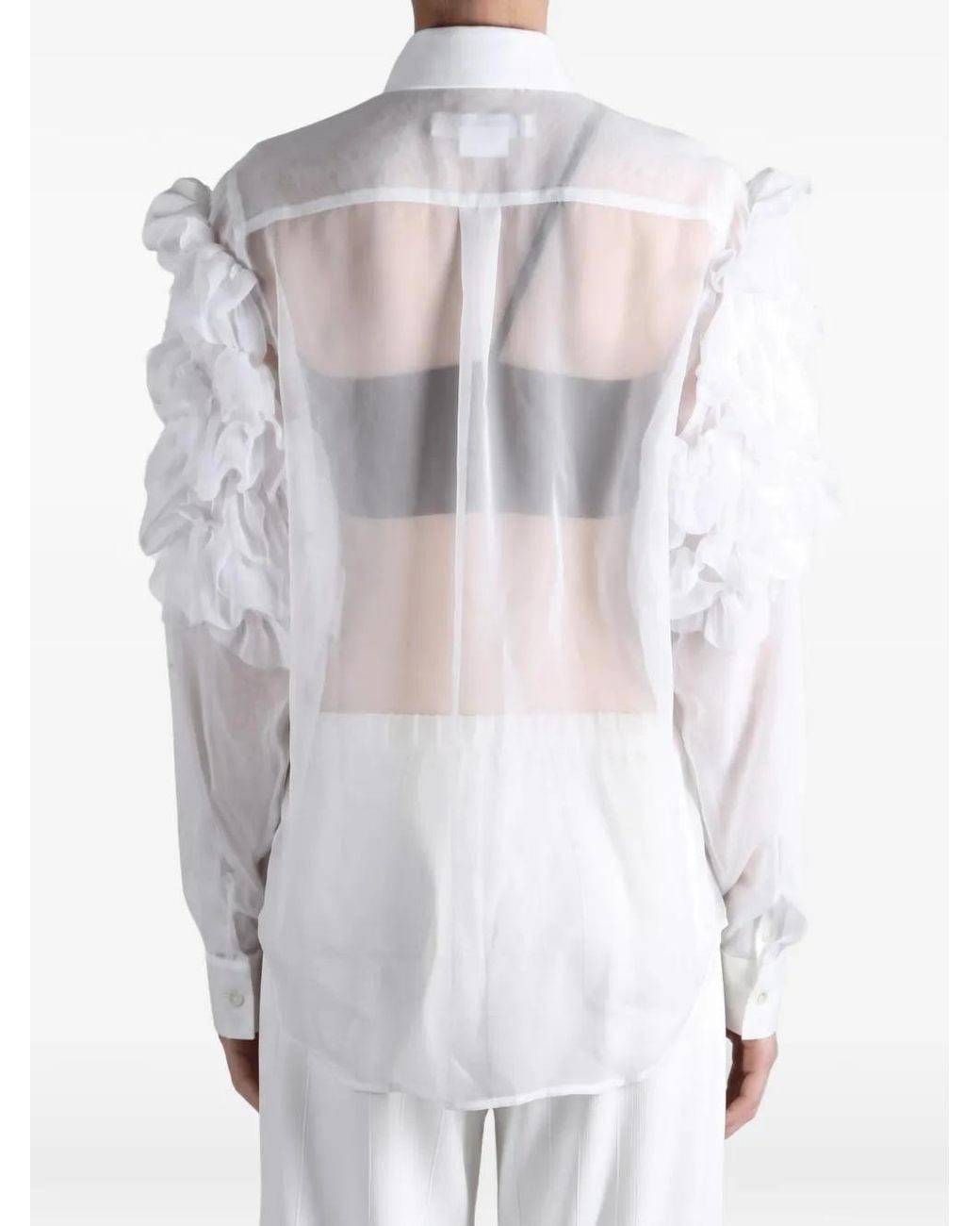 Comme des Garçons White Ruffled-Sleeve Shirt