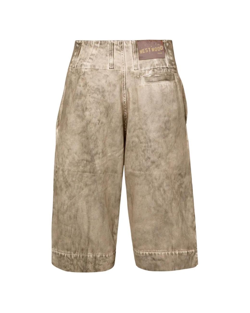 Vivienne Westwood White Inferno Washed Asymmetric Shorts for men