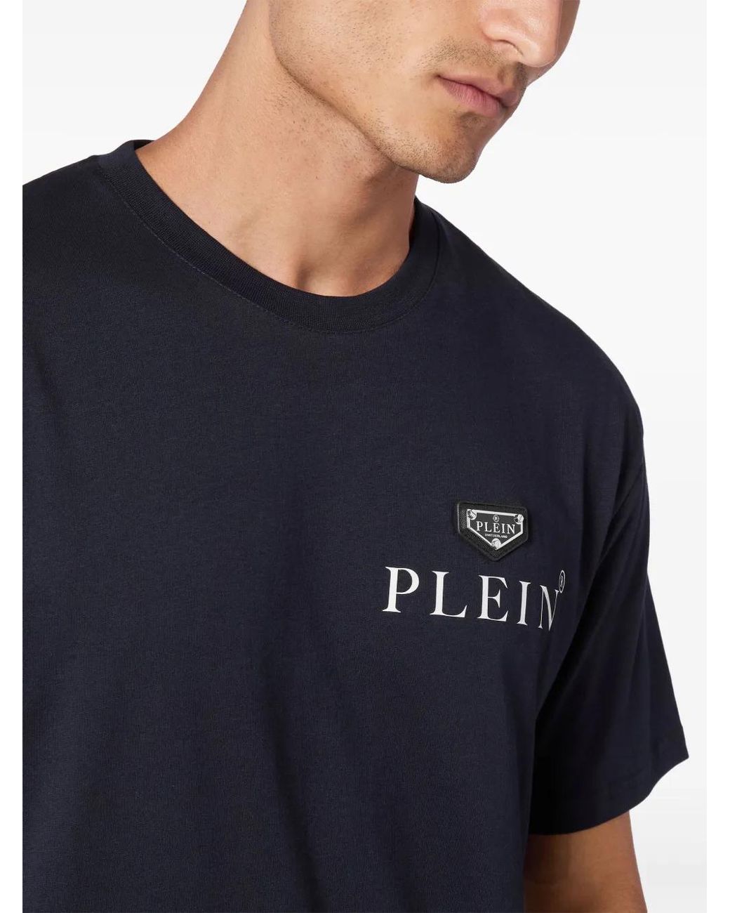 Philipp Plein Blue Logo-Print T-Shirt for men