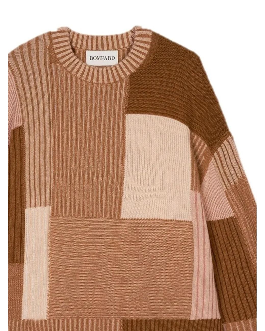 Bompard Brown Pull Côtelé À Design Patchwork