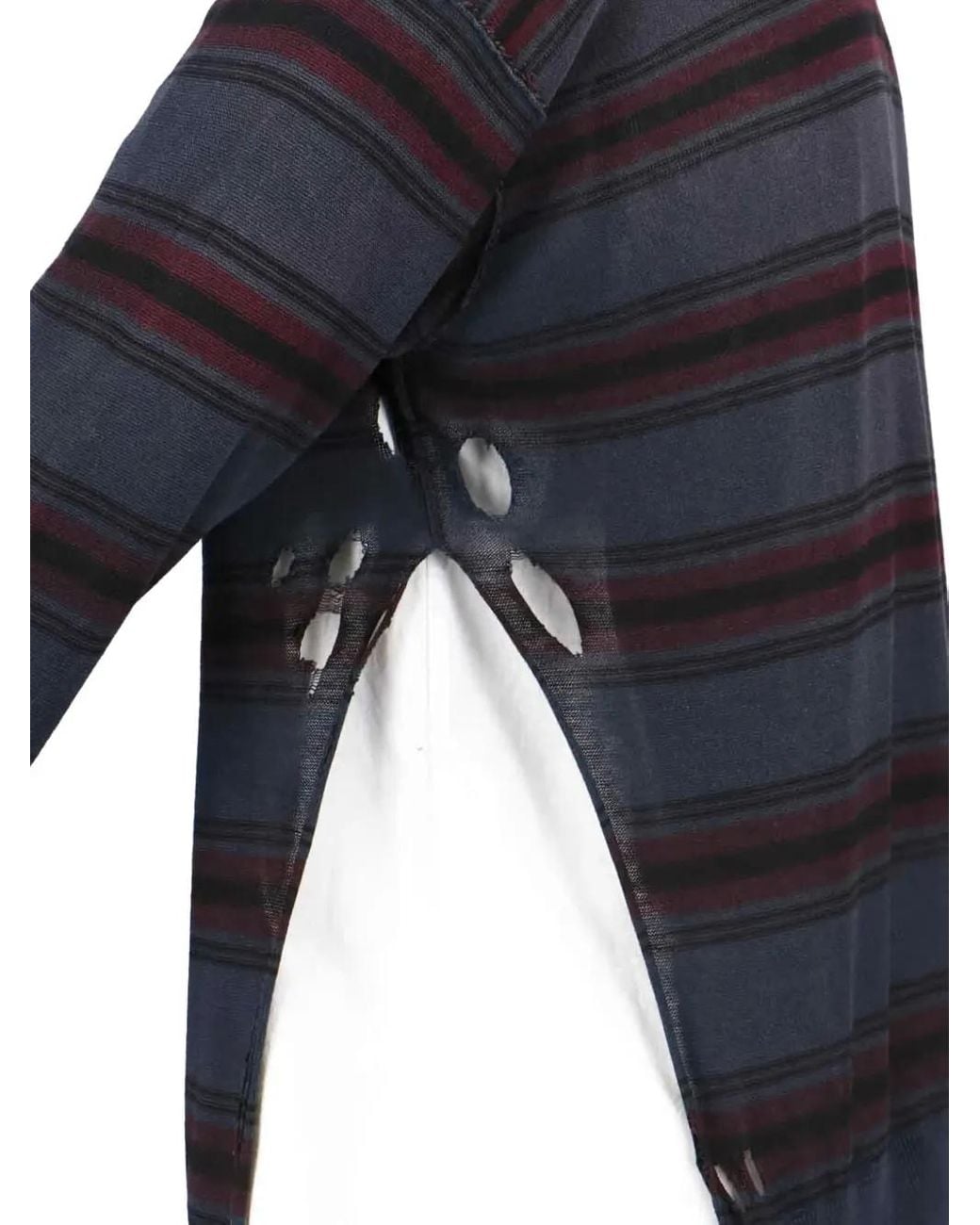 Balenciaga Blue Striped Distressed Sweater for men
