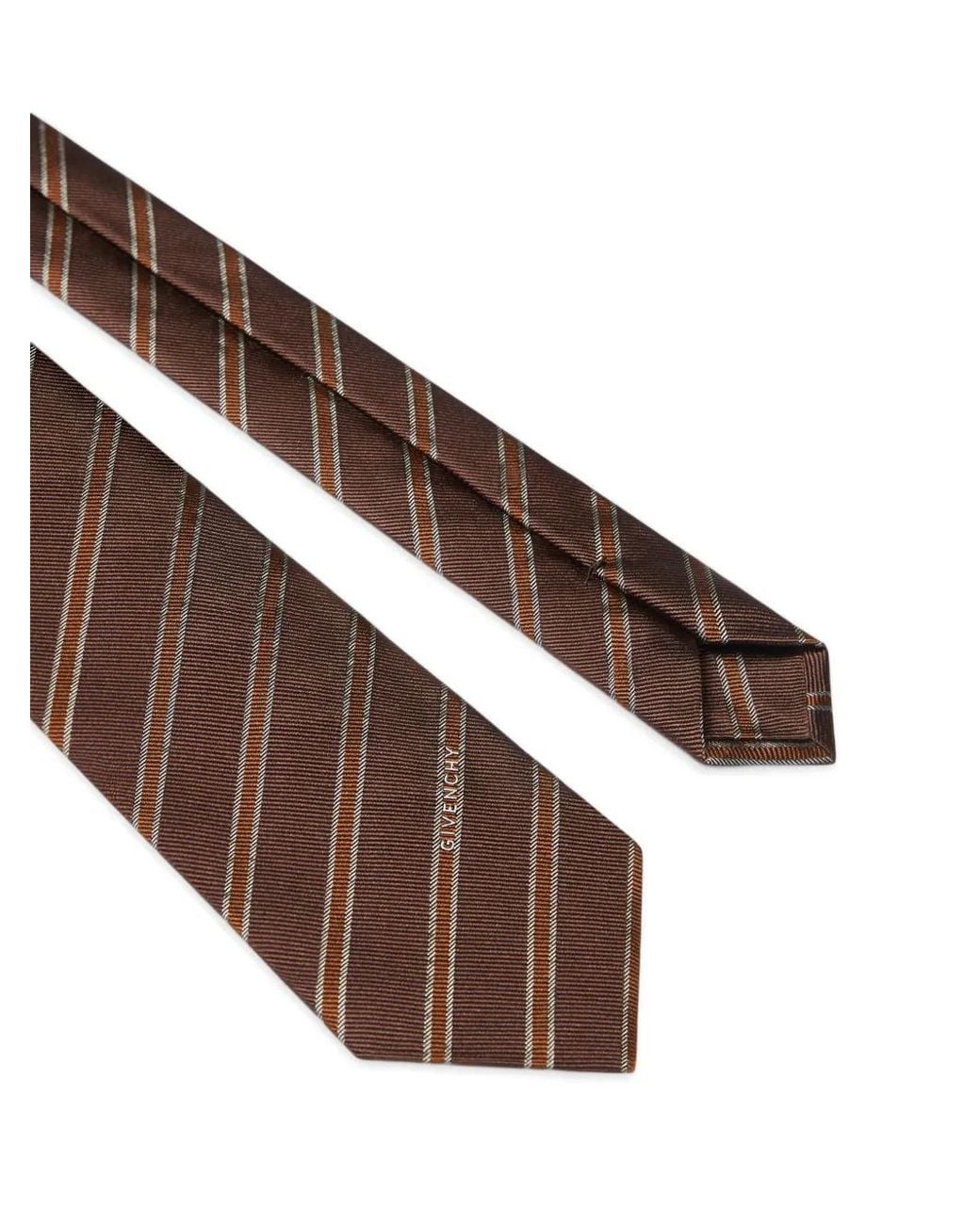 Givenchy Brown Thin Stripes Tie for men