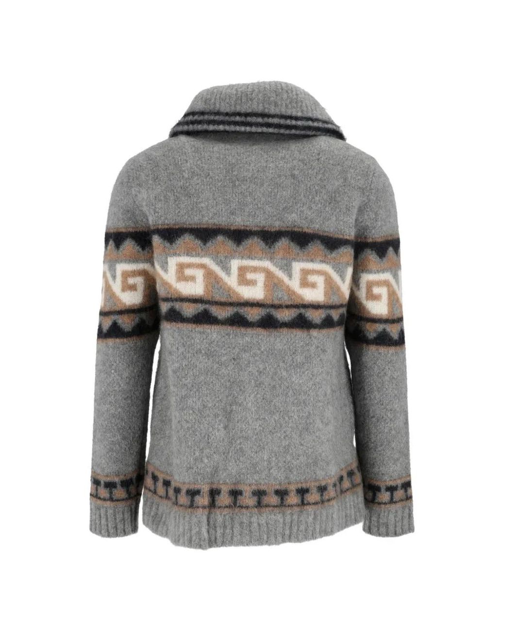 Borgo Asolo Gray Geometric-Pattern Shawl-Collar Jacket for men