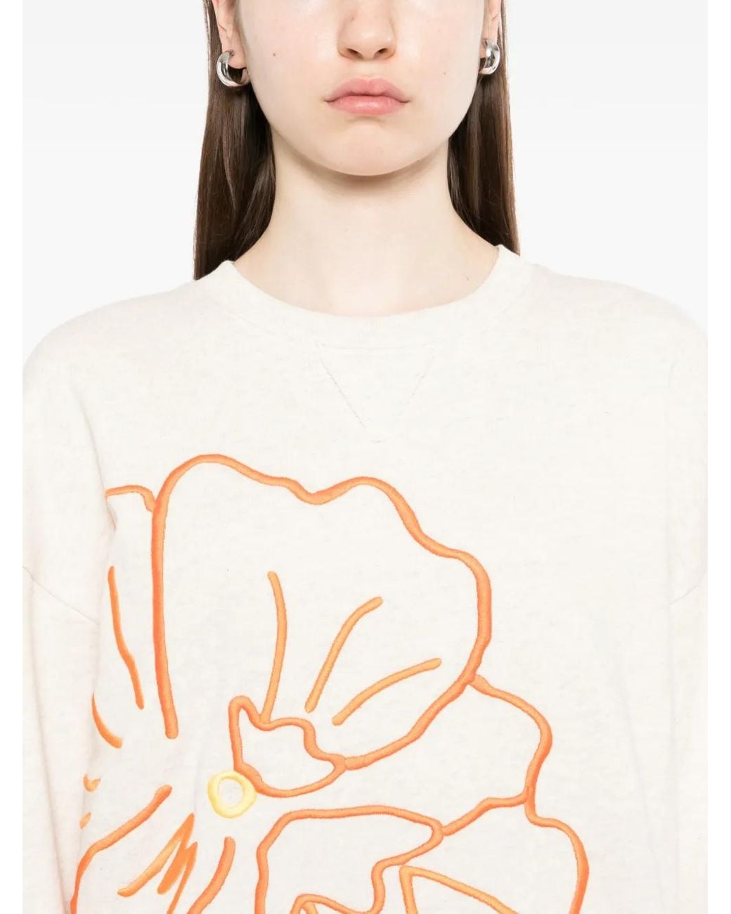 MIRA MIKATI White Floral-Embroidered Sweatshirt