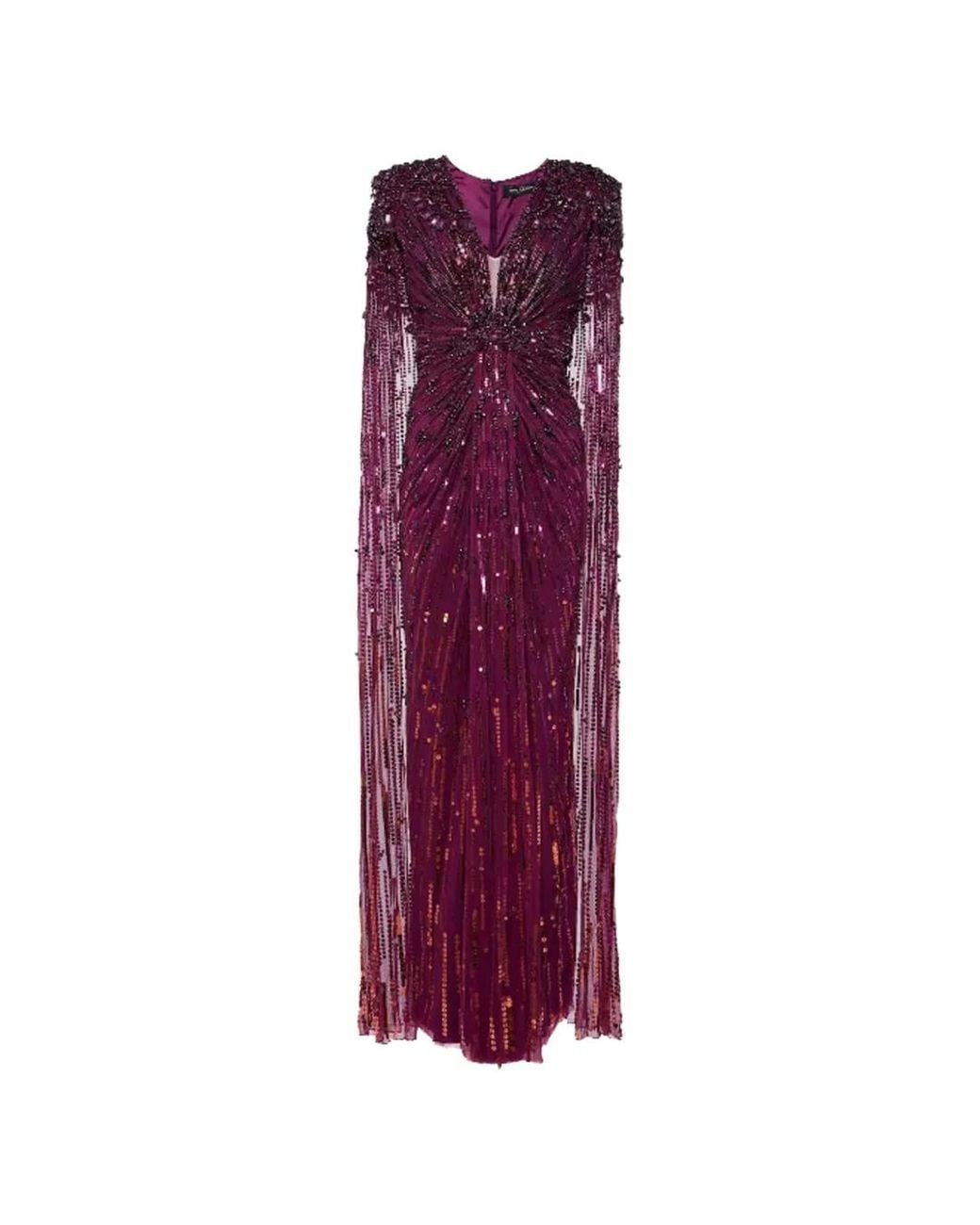 Jenny Packham Purple Lotus Lady Sequin-Embellished Gown
