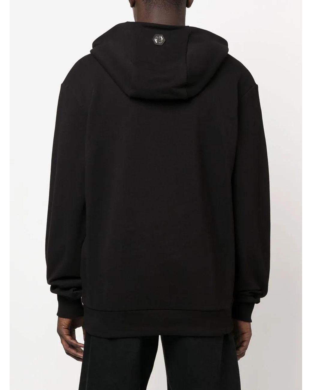 Philipp Plein Gray Skull-Print Cotton Hoodie for men