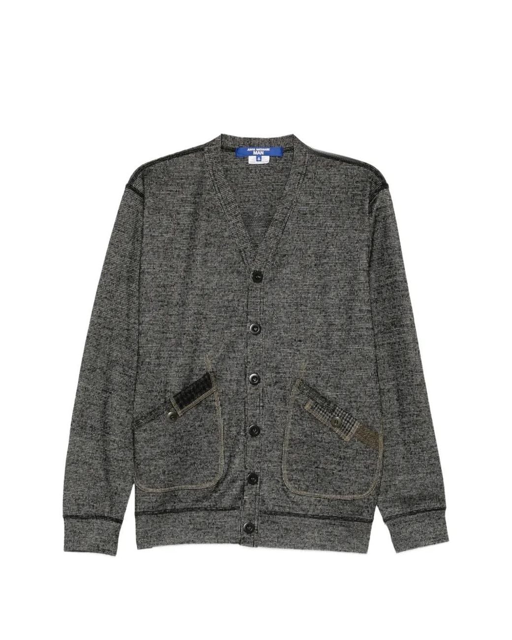 Junya Watanabe Gray Patchwork-Detail Button-Up Cardigan for men