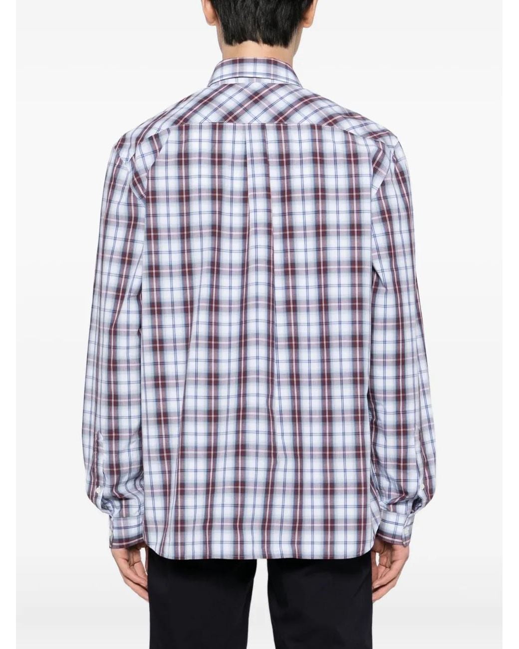 Lacoste Purple Logo-Appliqué Plaid Shirts for men