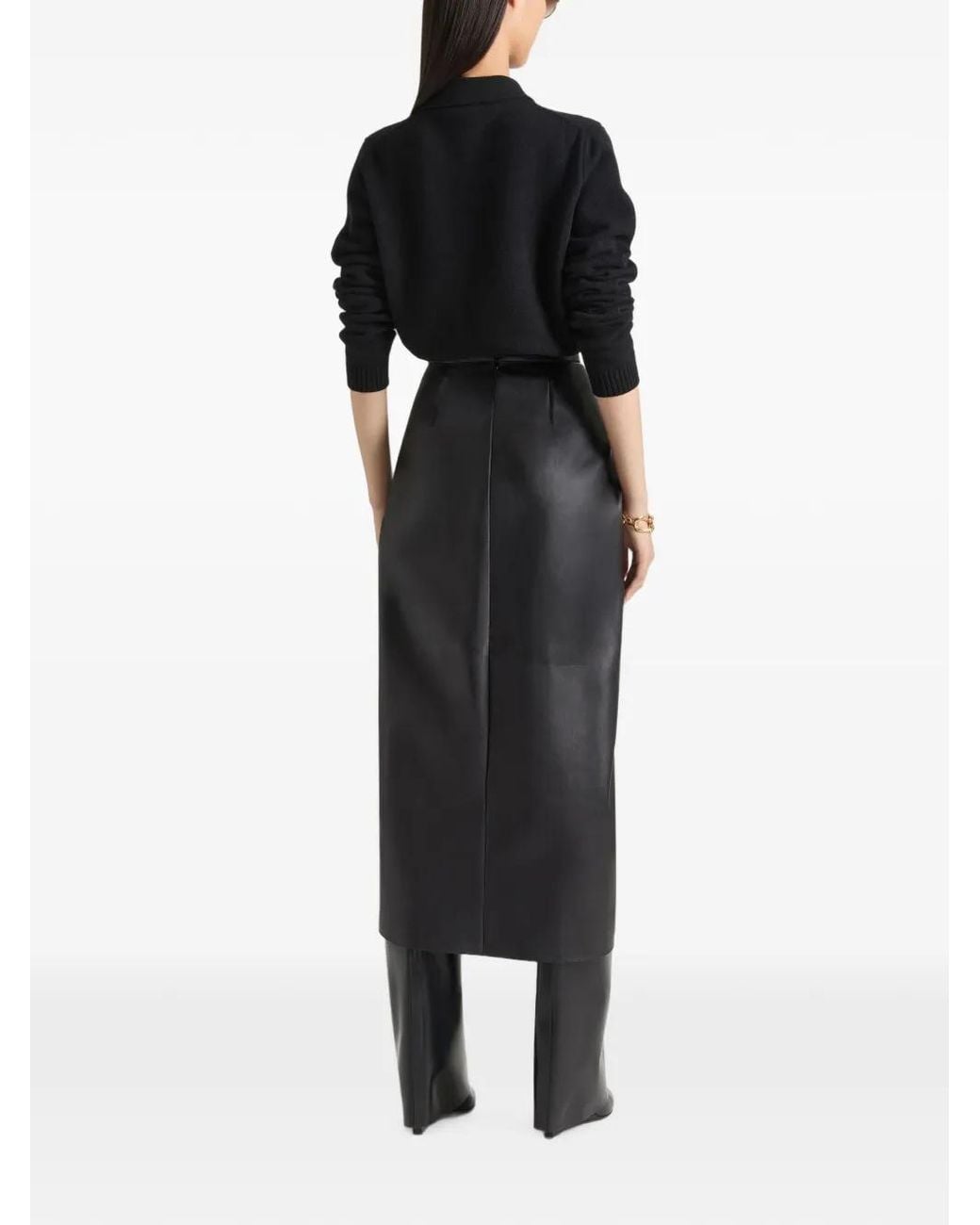 Givenchy Black Draped Midi Skirt