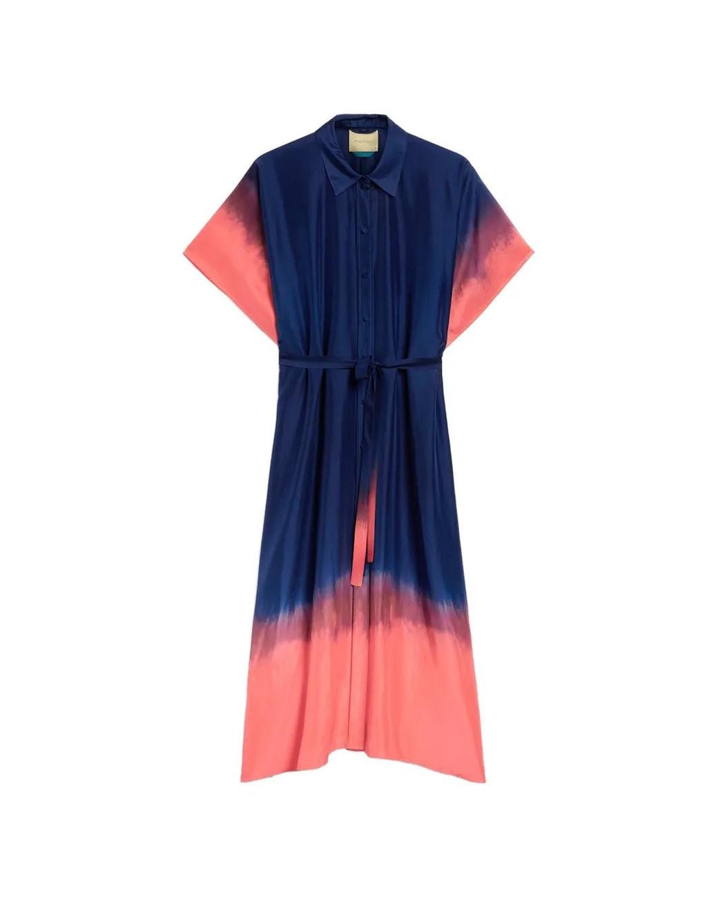 Momoní Blue Loma Tie-Dyed Shirt Midi Dress