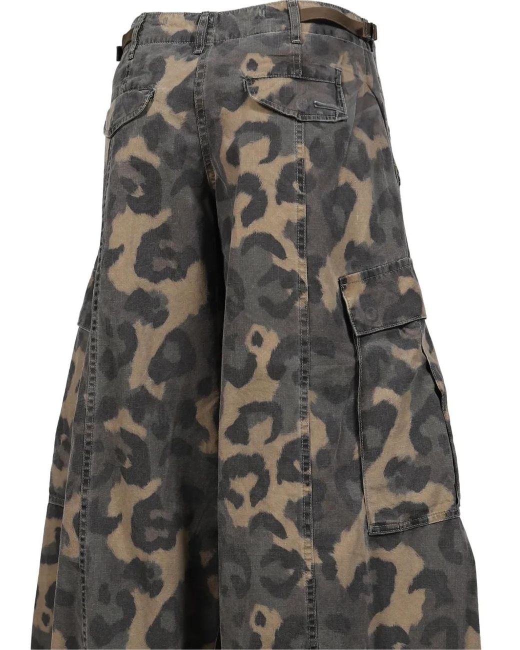 R13 Gray Pantalon Cargo Siouxsie À Imprimé Léopard