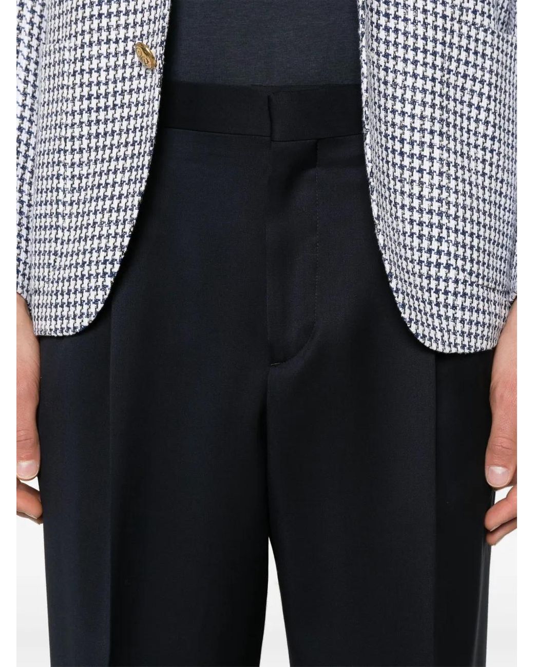 Lardini Blue Pleated Virgin-Wool Trousers for men